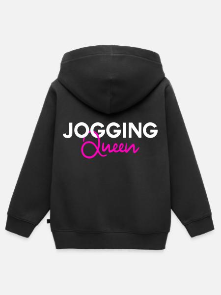 Jogging Queen - Kinder Premium Organic Zip Hoodie - Schwarz