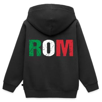 Rome Capitale Italie - Sweat Premium à capuche zippé enfant bio - noir - Dos - AI Model Kid Male (0cm)