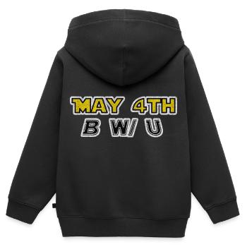 Que le 4 soit avec toi Yellow Grunge - Sweat Premium à capuche zippé enfant bio - noir - Dos - AI Model Kid Male (0cm)