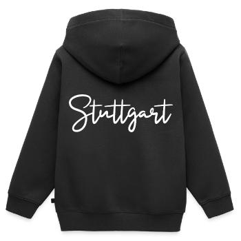 Stuttgart - Kinder Premium Organic Zip Hoodie - Schwarz - Hinten - AI Model Kid Male (0cm)