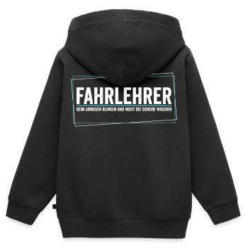 Fahrlehrer - Beim Abbiegen blinken nicht wischen - Kinder Premium Organic Zip Hoodie - Schwarz - Hinten - AI Model Kid Male (0cm)
