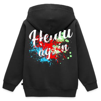 Helau Fasching, Fastnacht - Kinder Premium Organic Zip Hoodie - Schwarz - Hinten - AI Model Kid Male (0cm)