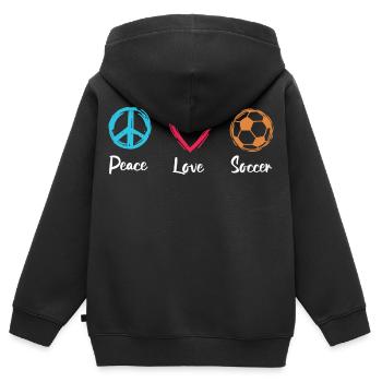 Frieden Liebe Fußball - Kinder Premium Organic Zip Hoodie - Schwarz - Hinten - AI Model Kid Male (0cm)