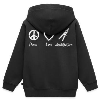 J’adore l’architecture - Sweat Premium à capuche zippé enfant bio - noir - Dos - AI Model Kid Male (0cm)
