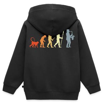 Saxophonist Evolution - Kinder Premium Organic Zip Hoodie - Schwarz - Hinten - AI Model Kid Male (0cm)