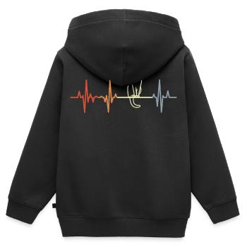 Katze Kardiogramm - Kinder Premium Organic Zip Hoodie - Schwarz - Hinten - AI Model Kid Male (0cm)