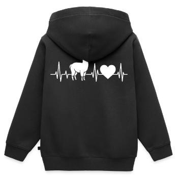 Alpaka Lama Herzschlag Alpaca - Kinder Premium Organic Zip Hoodie - Schwarz - Hinten - AI Model Kid Male (0cm)