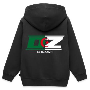 DZ - Kinder Premium Organic Zip Hoodie - Schwarz - Hinten - AI Model Kid Male (0cm)