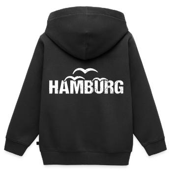 Hamburg Hansestadt Norddeutschland - Kinder Premium Organic Zip Hoodie - Schwarz - Hinten - AI Model Kid Male (0cm)