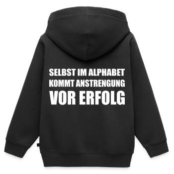 Anstrengung vor dem Erfolg - Kinder Premium Organic Zip Hoodie - Schwarz - Hinten - AI Model Kid Male (0cm)