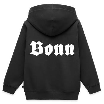 Bonn - Kinder Premium Organic Zip Hoodie - Schwarz - Hinten - AI Model Kid Male (0cm)