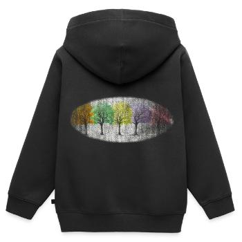 bunt winter wald winterwald - Kinder Premium Organic Zip Hoodie - Schwarz - Hinten - AI Model Kid Male (0cm)