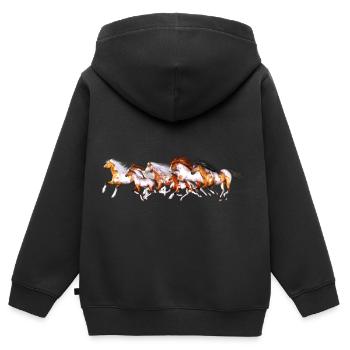 Wild Horses Herd - Kids Premium Organic Zip-up Hoodie - black - Back - AI Model Kid Male (0cm)