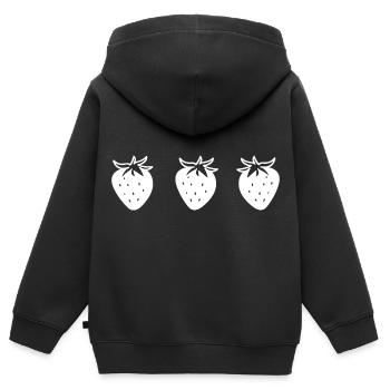 Erdbeeren Minimal Früchte - Kinder Premium Organic Zip Hoodie - Schwarz - Hinten - AI Model Kid Male (0cm)
