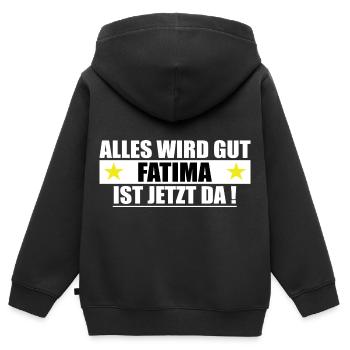 Fatima Name Vorname Geburtstag - Kinder Premium Organic Zip Hoodie - Schwarz - Hinten - AI Model Kid Male (0cm)