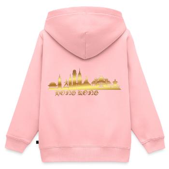 Hongkong - Kinder Premium Organic Zip Hoodie - Rosa - Hinten - AI Model Kid Female (0cm)