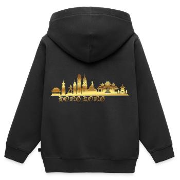 Hongkong - Kinder Premium Organic Zip Hoodie - Schwarz - Hinten - AI Model Kid Male (0cm)