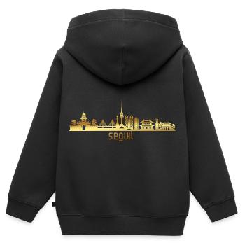 Seoul Korea - Kinder Premium Organic Zip Hoodie - Schwarz - Hinten - AI Model Kid Male (0cm)