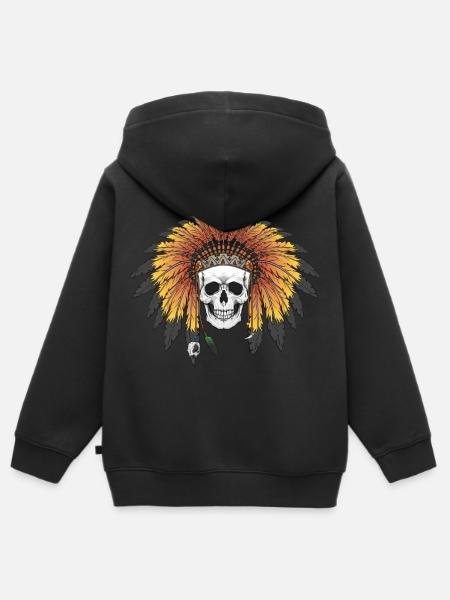 Indischer Schädel - Kinder Premium Organic Zip Hoodie - Schwarz
