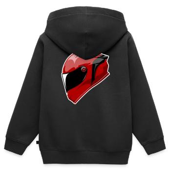Motorrad helm Rot - Kinder Premium Organic Zip Hoodie - Schwarz - Hinten - AI Model Kid Male (0cm)
