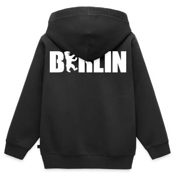 Ours de Berlin - Sweat Premium à capuche zippé enfant bio - noir - Dos - AI Model Kid Male (0cm)