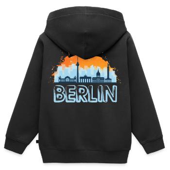 Berlin Allemagne Germany Skyline Ville City - Sweat Premium à capuche zippé enfant bio - noir - Dos - AI Model Kid Male (0cm)