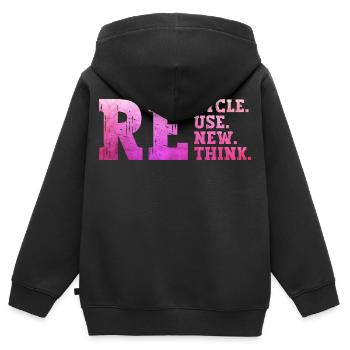 Recyceln Reuse Renew Rethink umweltfreundliche Ökologie recyceln - Kinder Premium Organic Zip Hoodie - Schwarz - Hinten - AI Model Kid Male (0cm)