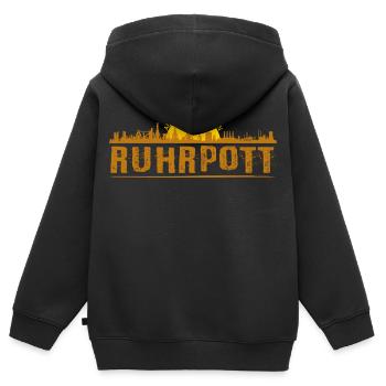 Ruhrpott Skyline - Kinder Premium Organic Zip Hoodie - Schwarz - Hinten - AI Model Kid Male (0cm)
