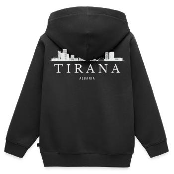 Skyline von Tirana, Albanien von Tirana - Kinder Premium Organic Zip Hoodie - Schwarz - Hinten - AI Model Kid Male (0cm)