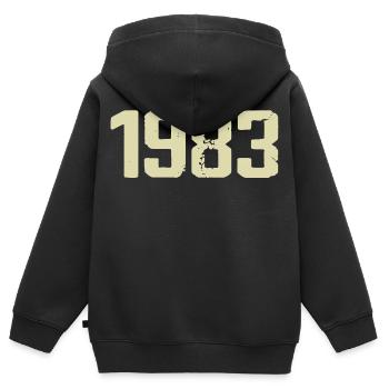 Jubiläum 1983 - Kinder Premium Organic Zip Hoodie - Schwarz - Hinten - AI Model Kid Male (0cm)