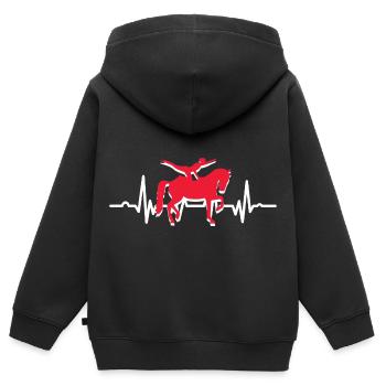 Cheval Rythme Cardiaque Équitation - Sweat Premium à capuche zippé enfant bio - noir - Dos - AI Model Kid Male (0cm)