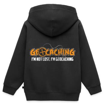 Geocache Caching Nature - Kids Premium Organic Zip-up Hoodie - black - Back - AI Model Kid Male (0cm)