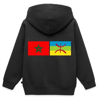 MOROCCO AMAZIGH - Sweat Premium à capuche zippé enfant bio - noir - Dos - AI Model Kid Male (0cm)