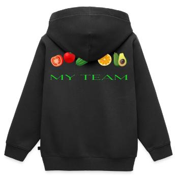 Vegetables - Kids Premium Organic Zip-up Hoodie - black - Back - AI Model Kid Male (0cm)
