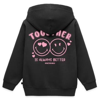 SmileyWorld Together Is Always Better Pink Smileys - Kids Premium Organic Zip-up Hoodie - black - Back - AI Model Kid Male (0cm)