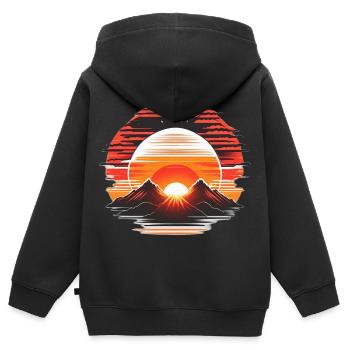 Optimistic Atmosphere and Fresh Morning Lighting - Kids Premium Organic Zip-up Hoodie - black - Back - AI Model Kid Male (0cm)