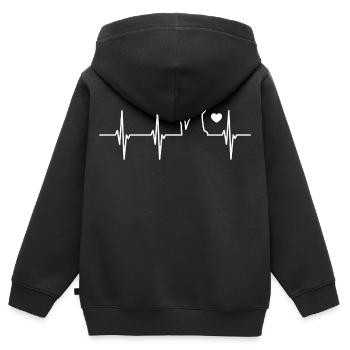 Herzschlag Katzenliebhaber - Kinder Premium Organic Zip Hoodie - Schwarz - Hinten - AI Model Kid Male (0cm)