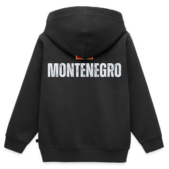 Drapeau du Monténégro, j’aime le Monténégro - Sweat Premium à capuche zippé enfant bio - noir - Dos - AI Model Kid Male (0cm)