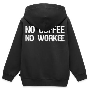 pas de café pas de workee - Sweat Premium à capuche zippé enfant bio - noir - Dos - AI Model Kid Male (0cm)