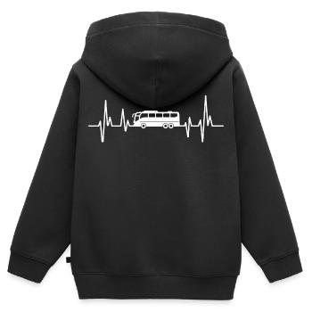 Autobus régulier, heartbeat bus, chauffeur, autobus scolaire, autobus - Sweat Premium à capuche zippé enfant bio - noir - Dos - AI Model Kid Male (0cm)
