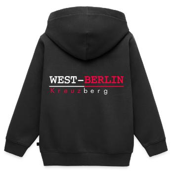 Berlin Kreuzberg - Kinder Premium Organic Zip Hoodie - Schwarz - Hinten - AI Model Kid Male (0cm)