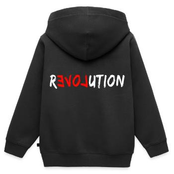 Révolution de l’amour - Sweat Premium à capuche zippé enfant bio - noir - Dos - AI Model Kid Male (0cm)