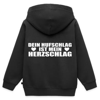 Pferde Herzschlag Reiten Hufe Hufeisen Herz Pony - Kinder Premium Organic Zip Hoodie - Schwarz - Hinten - AI Model Kid Male (0cm)