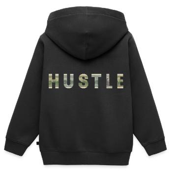 Hustle Dollar Bill Texture Motivation Inspiration - Sweat Premium à capuche zippé enfant bio - noir - Dos - AI Model Kid Male (0cm)