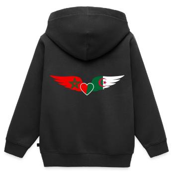 T-shirt Maroc Algérie - Sweat Premium à capuche zippé enfant bio - noir - Dos - AI Model Kid Male (0cm)