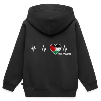Palästina Herzschlag Palästina Stolz Palästina Flagge - Kinder Premium Organic Zip Hoodie - Schwarz - Hinten - AI Model Kid Male (0cm)