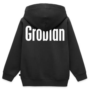 Grobian - Kinder Premium Organic Zip Hoodie - Schwarz - Hinten - AI Model Kid Male (0cm)