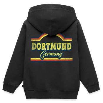 Dortmund Allemagne City Font Vintage Rétro - Sweat Premium à capuche zippé enfant bio - noir - Dos - AI Model Kid Male (0cm)