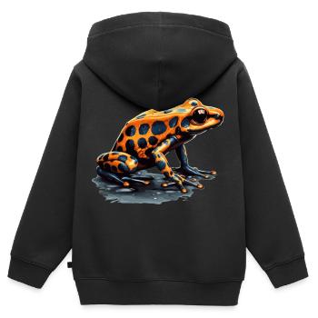 Süßes, gelb gepunkteter Pfeilgiftfrosch - Kinder Premium Organic Zip Hoodie - Schwarz - Hinten - AI Model Kid Male (0cm)