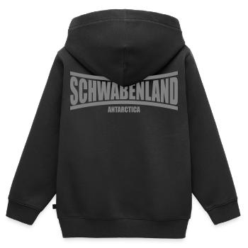 Nouvelle Souabe | Couleurs modifiables - Sweat Premium à capuche zippé enfant bio - noir - Dos - AI Model Kid Male (0cm)